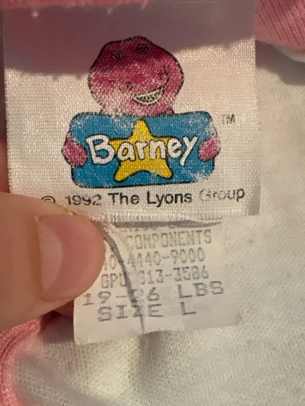 Barney Pink & White Infant Footed Pajamas with Rainbow Graphic